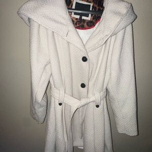 Steve Madden Cream Textured Pea Coat with Belt